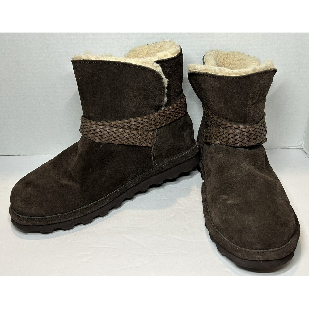 Bearpaw Brienne Women's Suede Ankle Boot Size 11 1902W Sheepskin Wool Blend